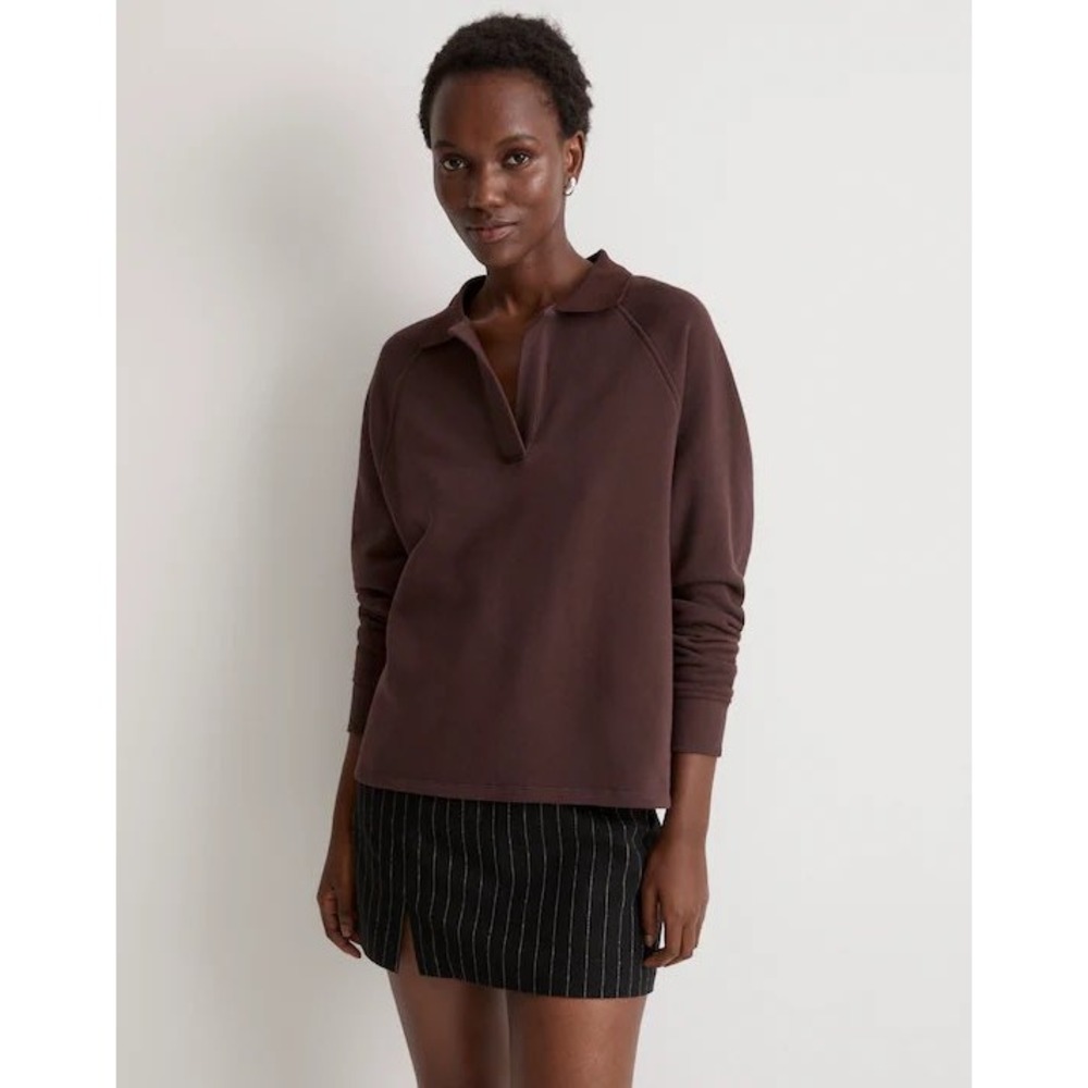 Madewell MWL Re-sourced Fleece Polo Sweatshirt N0164 Womens Small NEW - Picture 1 of 10